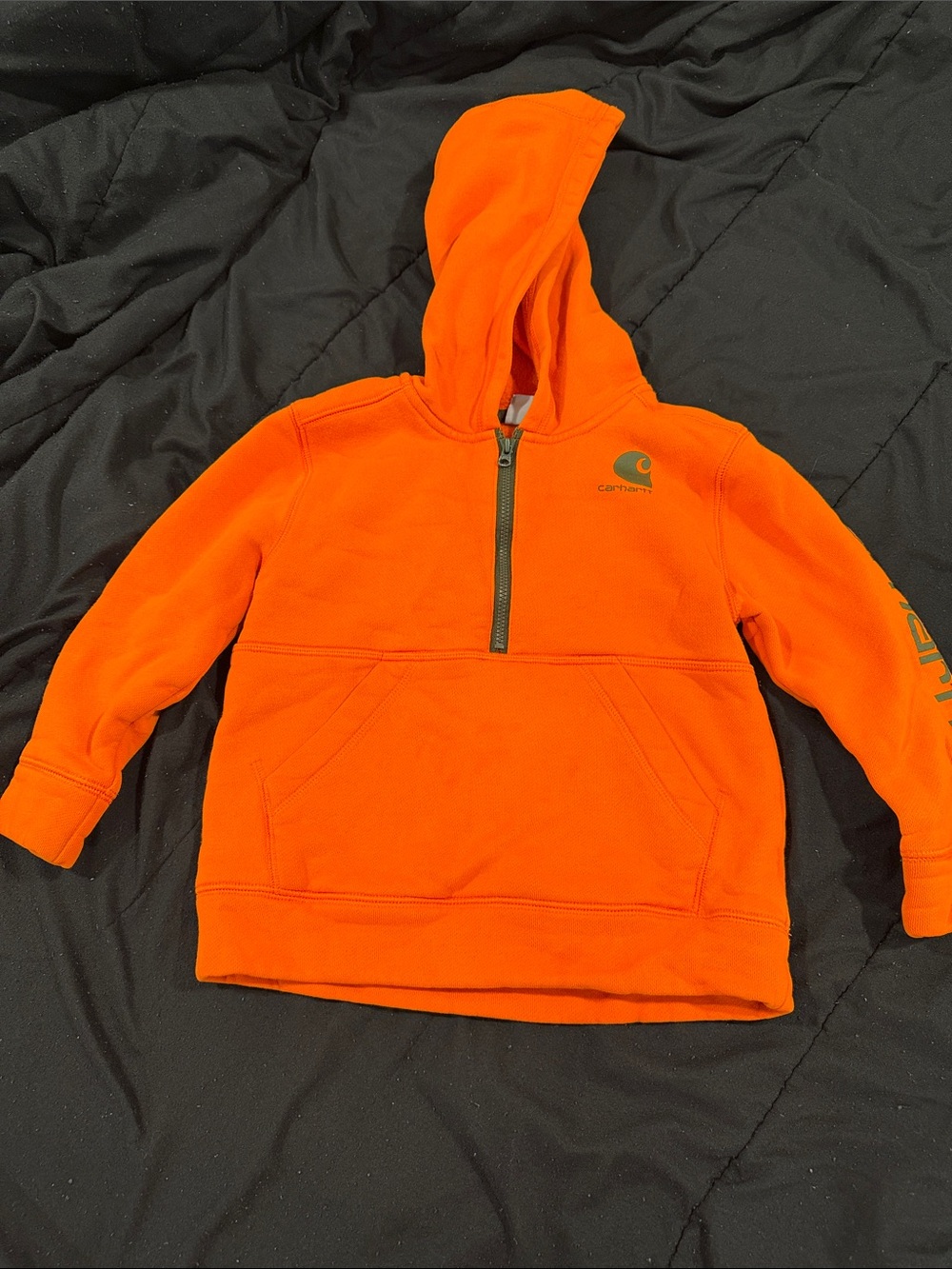 Carhartt Kids Bright Orange Half-Zip Hooded Sweatshirt 4t